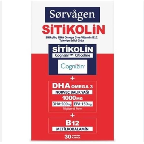 SORVAGEN SMART SİTİKOLİN DHA OMEGA 3 VE B12 30 KAPSÜL