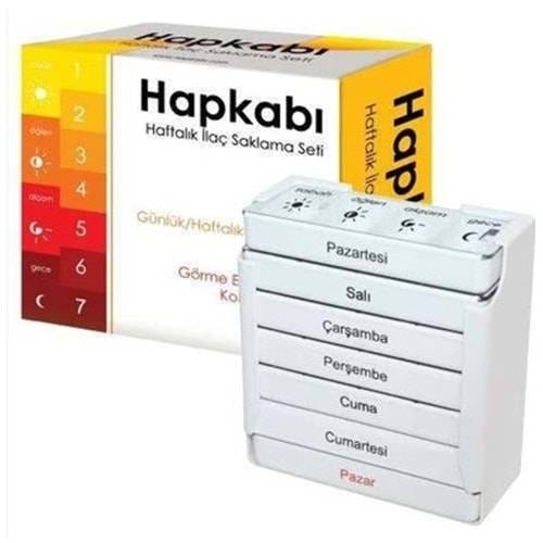 HAPKABI HAFTALIK İLAÇ SAKLAMA SETİ (GÜNLÜK & HAFTALIK HATIRLATMA) 7 BÖLMELİ