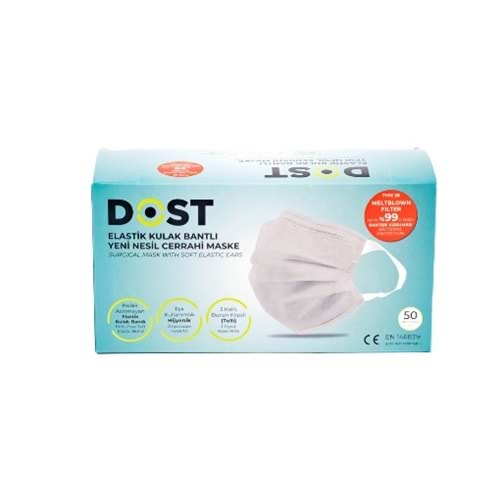 DOST MASKE CERRAHİ MASKE GRİ 50'Lİ