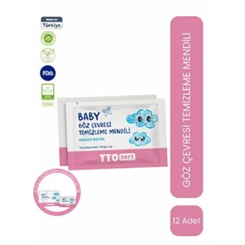 TTO SOFT BABY GÖZ ÇEVRESİ TEMİZLEME MENDİLİ 12'Lİ