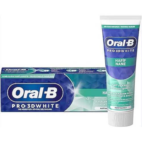 ORAL-B PRO-3D WHİTE HAFİF NANE DİŞ MACUNU 75 ML