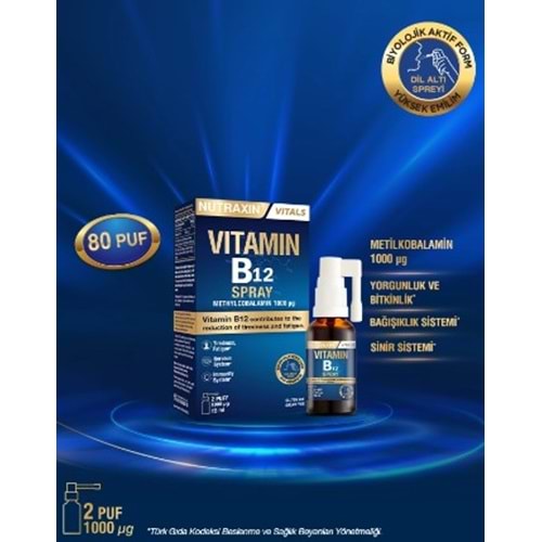 NUTRAXİN VİTAMİN B12 SPREY 15 ML