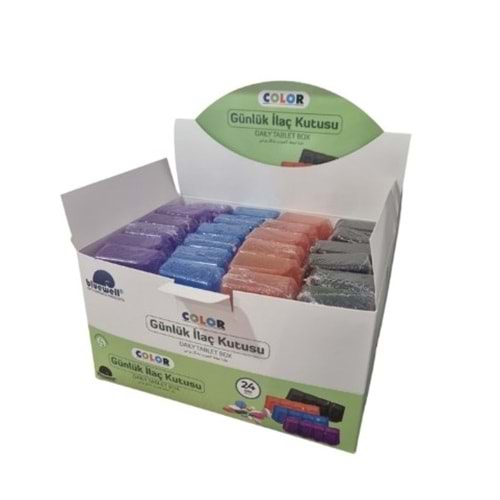 BLUEWELL GÜNLÜK İLAÇ KUTUSU COLOR 24 LÜ STAND