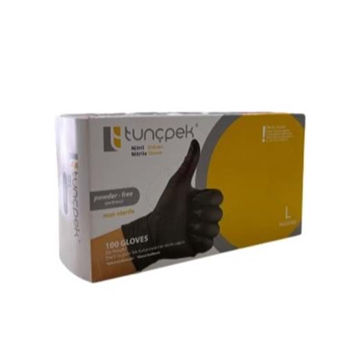 TUNÇPEK NİTRİL SİYAH ELDİVEN 100 ADET PUDRASIZ L (LARGE)