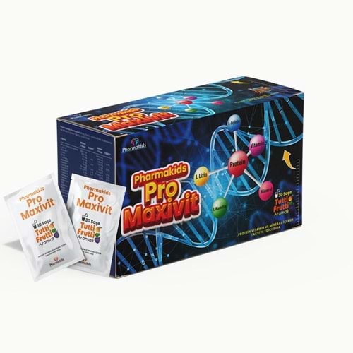 PHARMAKİDS PRO MAXİVİT 30 SAŞE TUTİ FRUTTİ MULTİ VİTAMİN VE MİNERALLER İÇERİR