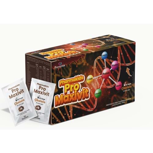 PHARMAKİDS PRO MAXİVİT 30 SAŞE ÇİKOLATALI MULTİ VİTAMİN VE MİNERALLER İÇERİR
