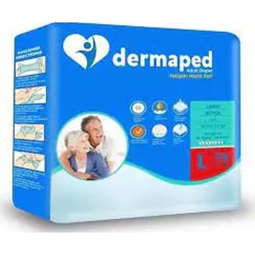 DERMAPED YETİŞKİN HASTA BEZİ BÜYÜK 15 Lİ PAKET BEL BANTLI