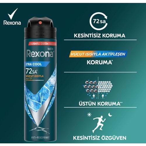REXONA MEN ÜSTÜN KORUMA XTRA COOL SPREY DEODORANT 150 ML