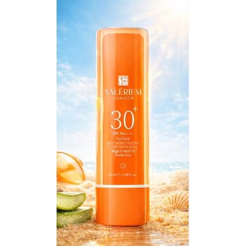 VALERİEM LONDON YÜZ GÜNEŞ KREMİ 30 SPF KORUMALI KOLAJEN İÇEREN NEMLENDİRİCİ ETKİLİ YÜZ GÜNEŞ KREMİ