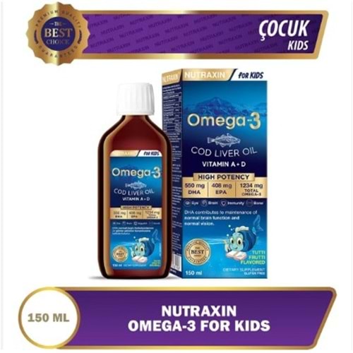 NUTRAXİN OMEGA 3 ŞURUP KARIŞIK MEYVE AROMALI 150 ML