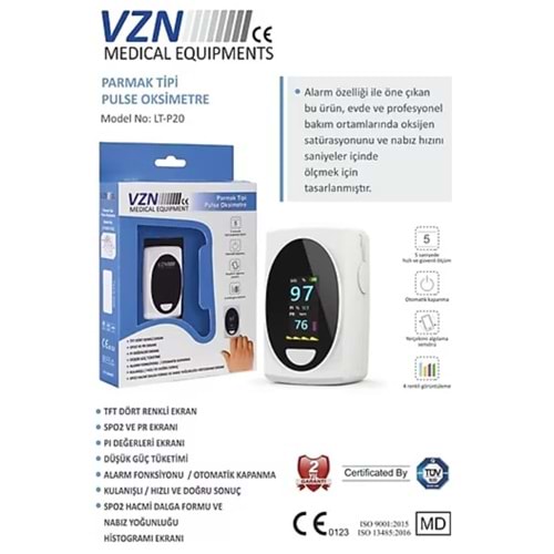 VZN PULSE PARMAK TİPİ OKSİMETRE KAN OKSİJEN NABIZ ÖLÇER, ALARM VE Pİ