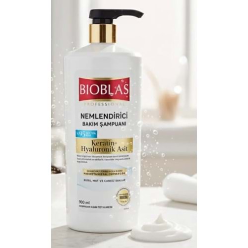 BİOBLAS NEMLENDİRİCİ BAKIM ŞAMPUANI KERATİN & HYALURONİK ASİT 900 ML