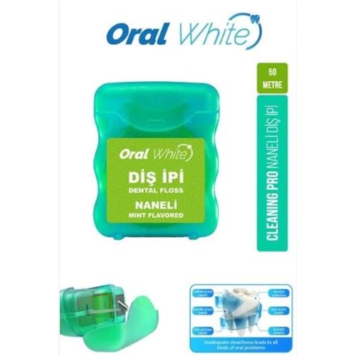 ORAL WHİTE CLEANİNG PRO NANELİ DİŞ İPİ 50 M