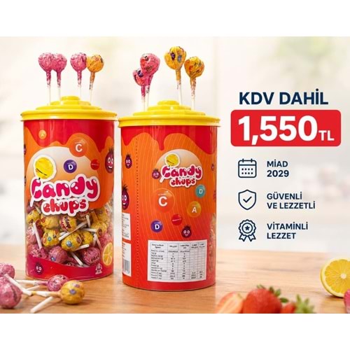 CANDY CHUPS MULTİVİTAMİNLİ LOLİPOP 150 ADET