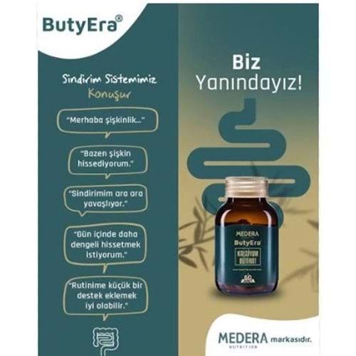 MEDERA NUTRİTİON BUTYERA KALSİYUM BÜTİRAT TAKVİYE EDİCİ GIDA 60 KAPSÜL KABIZLIK İÇİN