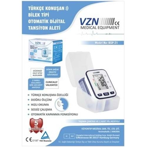 VZN TANSİYON ALETİ BİLEKTEN ÖLÇER DBP 2141A TÜRKÇE KONUŞAN