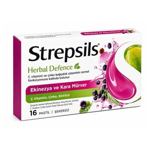 STREPSİLS HERBAL DEFENCE KARAMÜRVER & EKİNEZYA 16 PASTİL