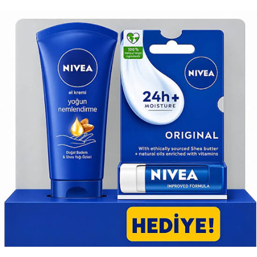 NİVEA EL KREMİ 75 ML + MOİSTURE LİP BALM DUDAK KORUYUCU AVANTAJ PAKETİ