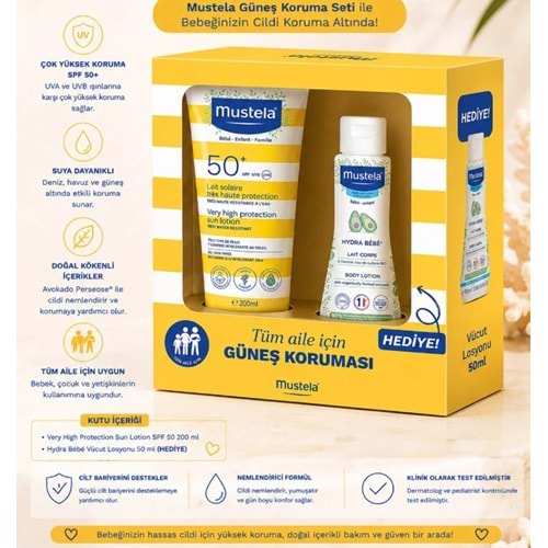 MUSTELA SET - GÜNEŞ LOSYONU SPF50+ 100 ML + MUSTELA HYDRA BEBE 50 ML