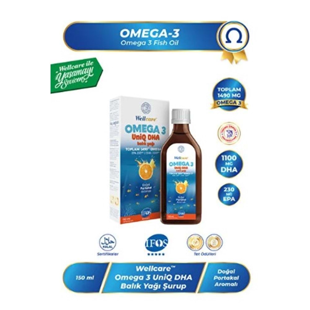 WELLCARE OMEGA 3 DOĞAL PORTAKAL AROMALI BALIK YAĞI 150 ML
