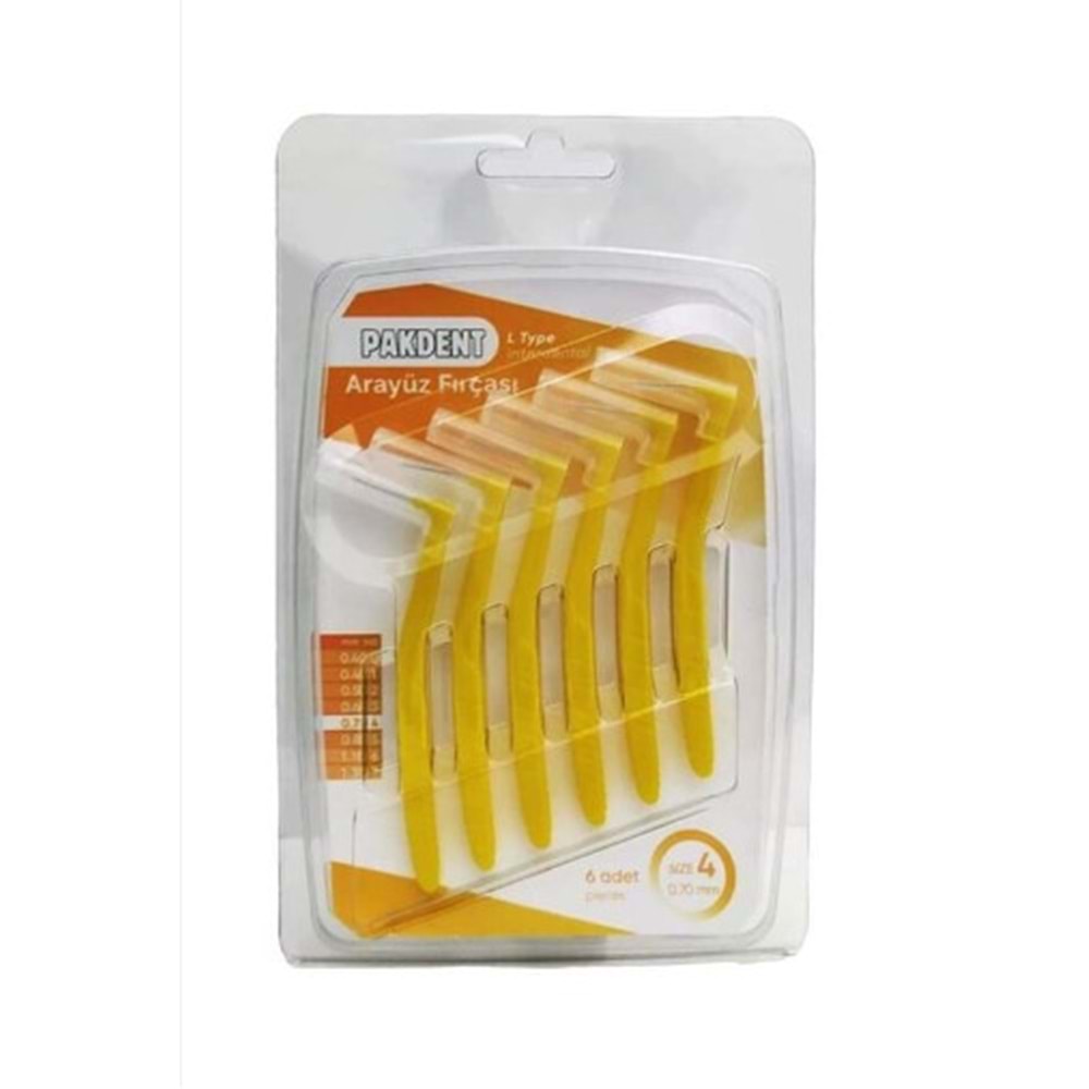 PAKDENT ARAYÜZ FIRÇASI L TİPİ 0,70 MM 6'LI - SARI