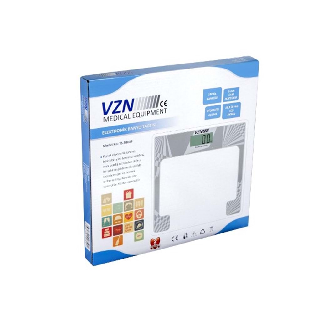 VZN AKILLI DİJİTAL BANYO BASKÜLÜ TARTI VÜCUT ANALİZ LCD EKRAN (YAĞ-KAS-SU-KİLO)