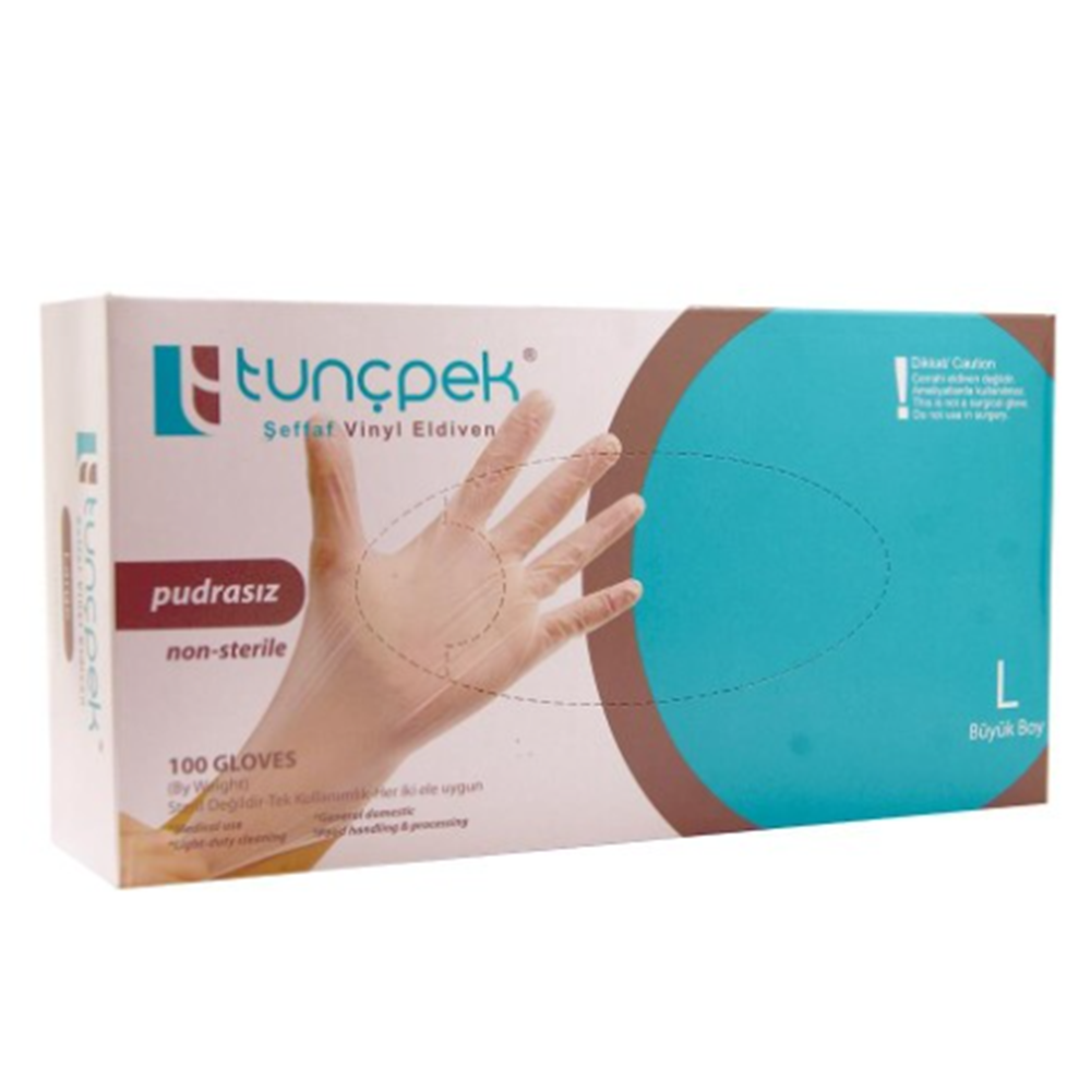 TUNÇPEK VİNİL PUDRASIZ ELDİVEN L BEDEN 100 LÜ